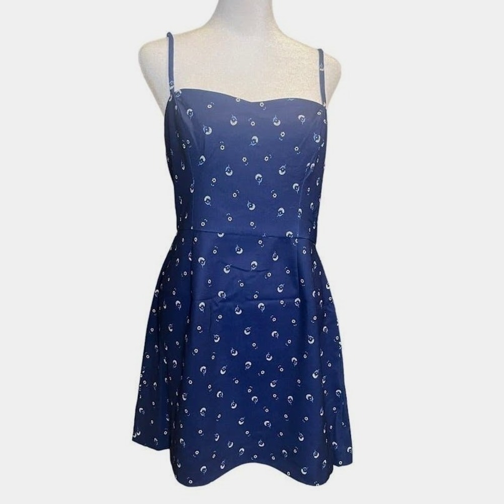 French Connection Mini Dress Womens 8 Blue NEW Floral Spaghetti Strap